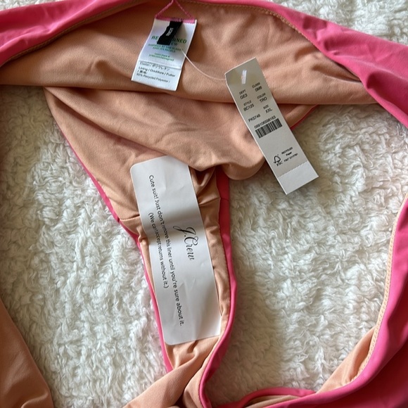 J. Crew Swim Bottom Pink Curved Waist Bikini High Cut Cheeky Size XXL NWT - Picture 4 of 6